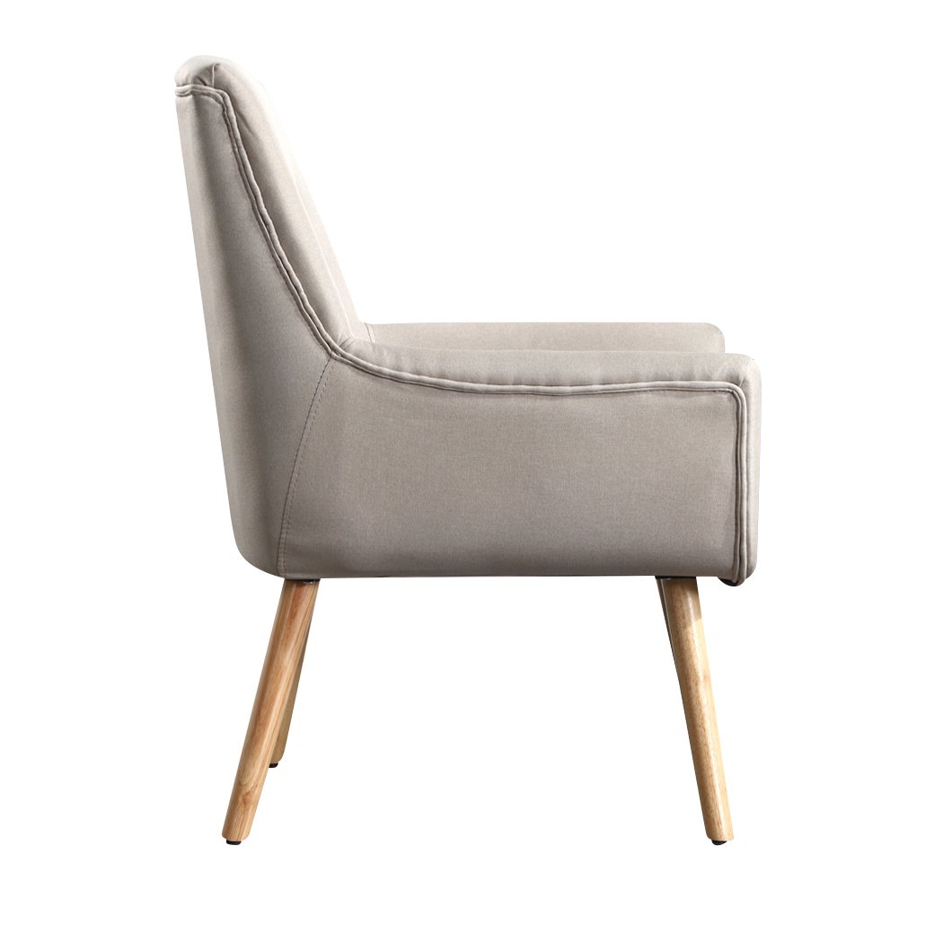 Armchair 2x Upholstered Fabric Dining Chair-Beige