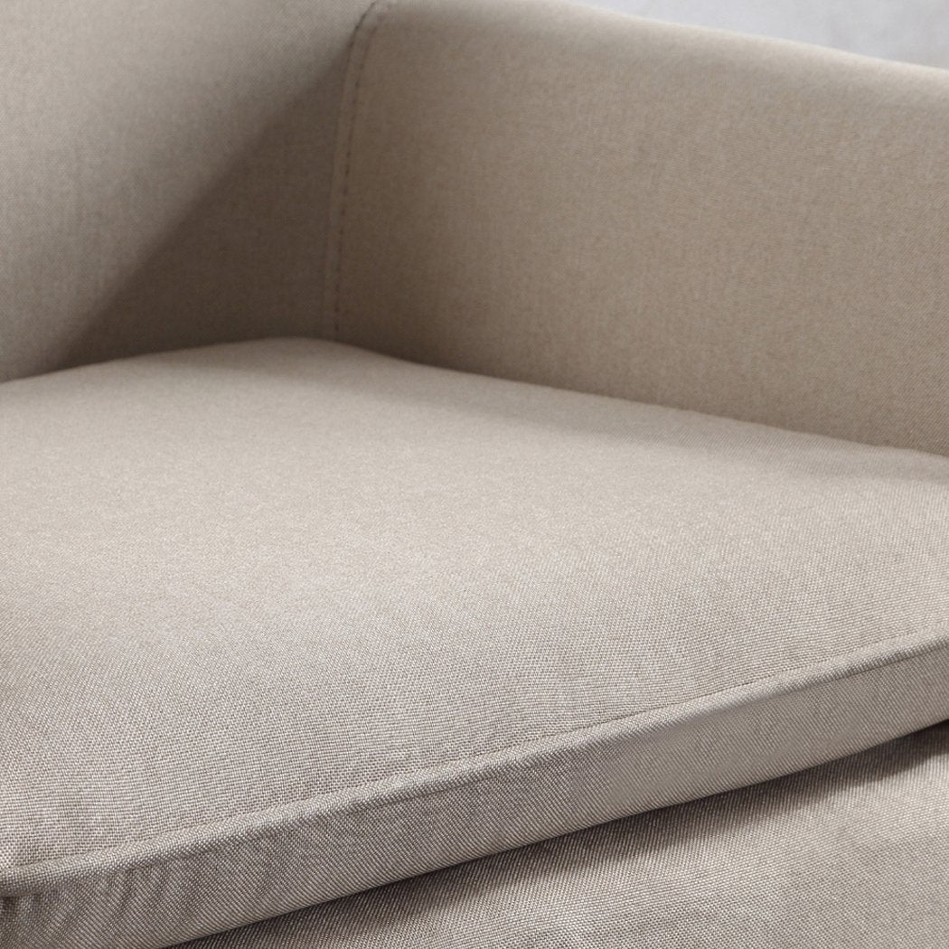 Armchair 2x Upholstered Fabric Dining Chair-Beige