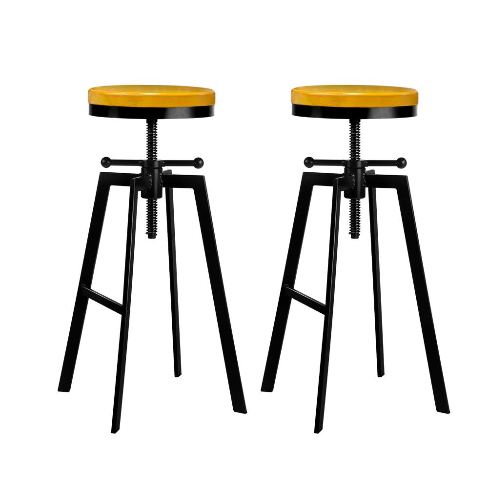 Furniture > Bar Stools & Chairs 2x Vintage Bar Stools Kitchen Stool Industrial Barstools Metal Swivel