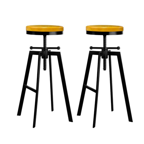 2x Vintage Bar Stools Kitchen Stool Industrial Barstools Metal Swivel