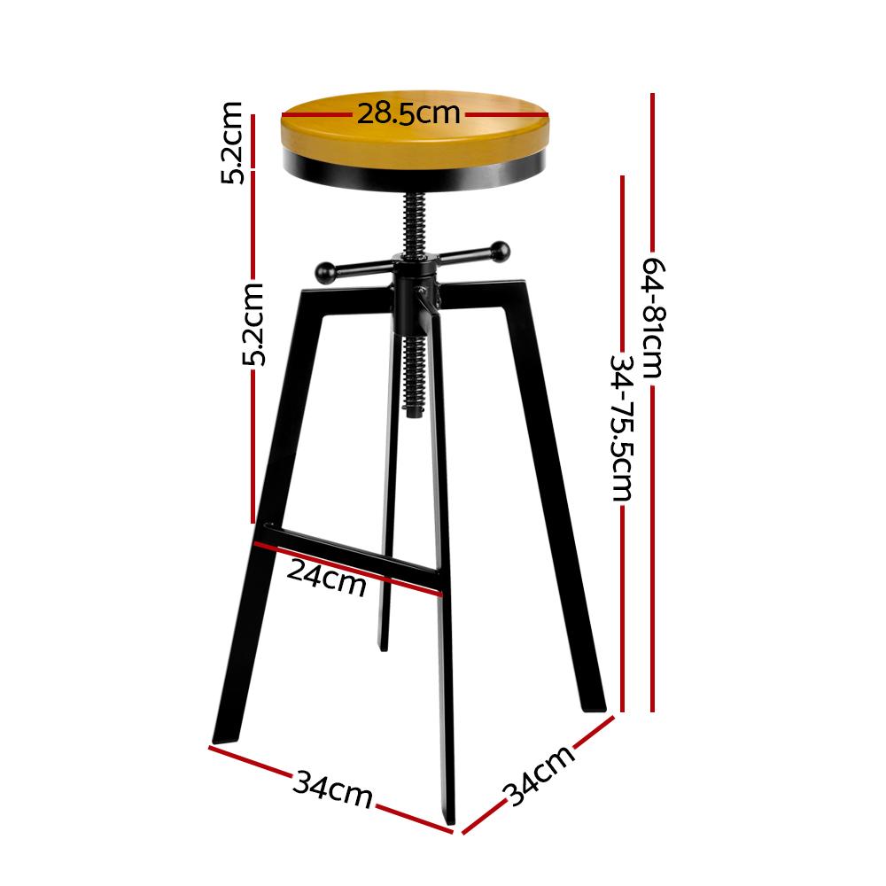 Furniture > Bar Stools & Chairs 2x Vintage Bar Stools Kitchen Stool Industrial Barstools Metal Swivel
