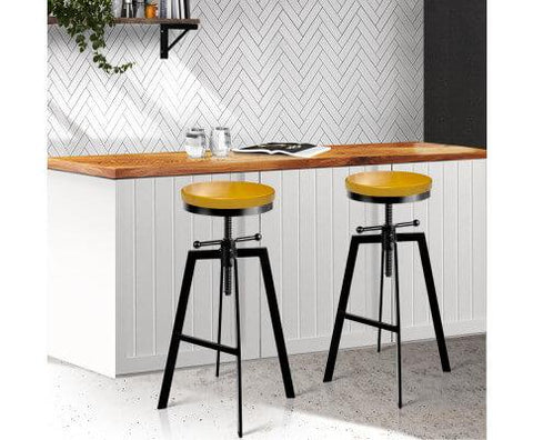 Furniture > Bar Stools & Chairs 2x Vintage Bar Stools Kitchen Stool Industrial Barstools Metal Swivel