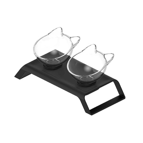 2x200ml Elevated Cat Bowl Stand -Double Dinner Pet Kitten Food Twin Feeder