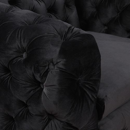 Furniture > Sofas 3+2+1 Seater Sofa Classic Button Tufted Lounge in Black Velvet Fabric with Metal Legs