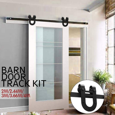 3.66M Antique Classic Style Single Sliding Barn Door Hardware Track Roller Kit