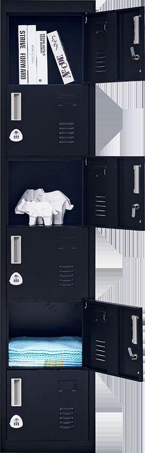 Storage 3-Digit Combination Lock 6-Door Locker for Office Storage Black