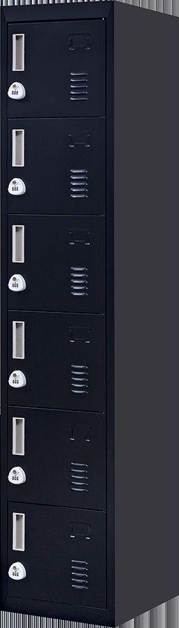 Storage 3-Digit Combination Lock 6-Door Locker for Office Storage Black