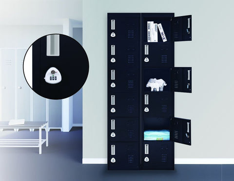 3-Digit Combination Lock 6-Door Locker for Office Storage Black