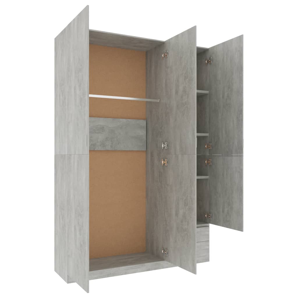 3-Door Wardrobe Concrete Grey 120x50x180 cm Chipboard