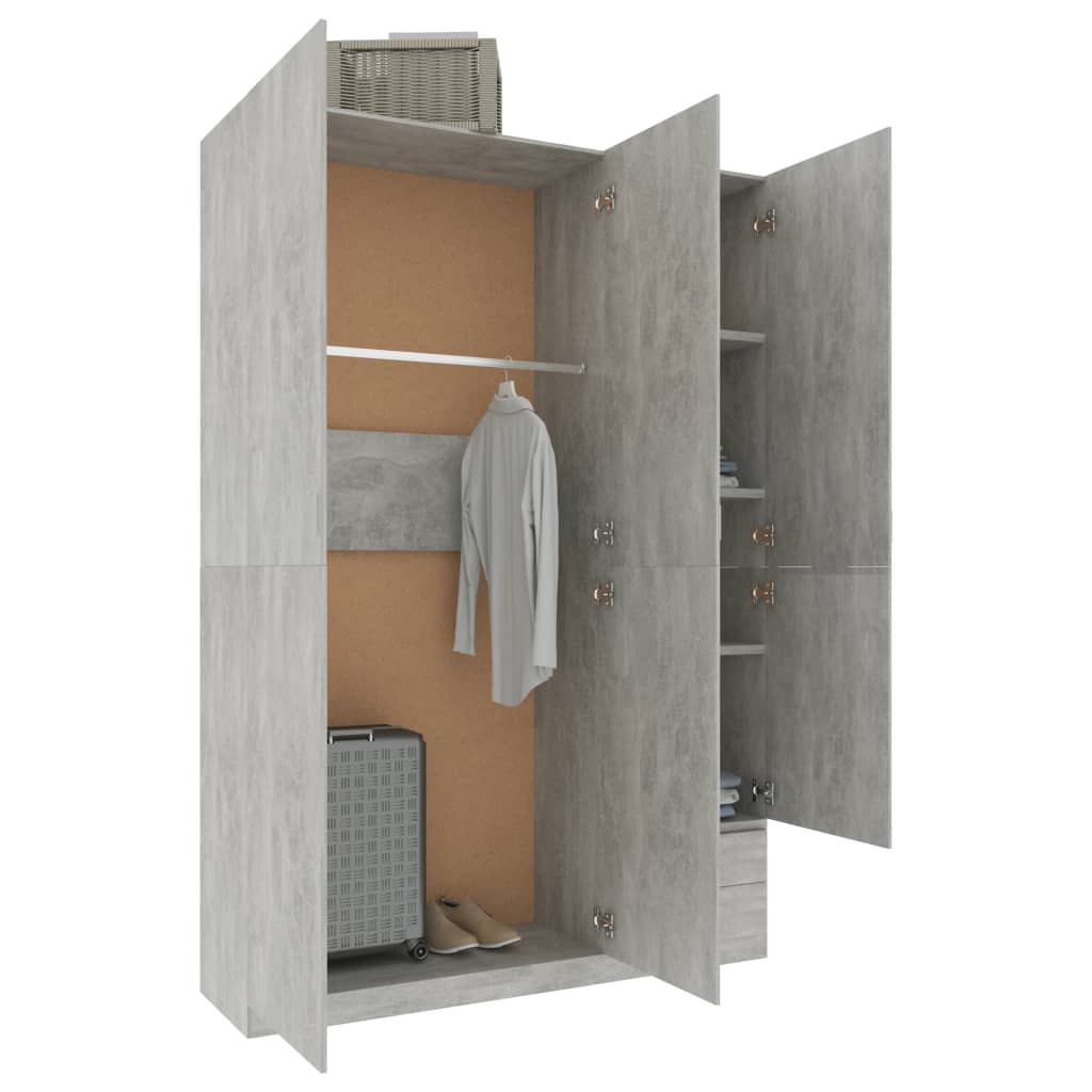 3-Door Wardrobe Concrete Grey 120x50x180 cm Chipboard