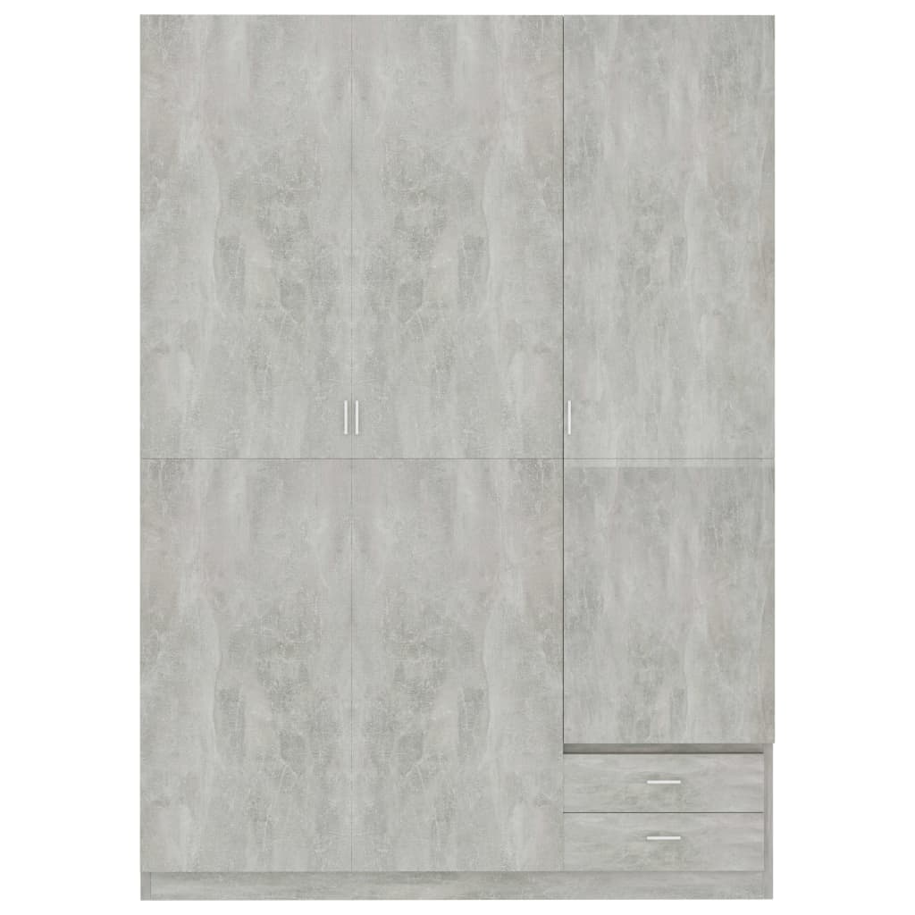 3-Door Wardrobe Concrete Grey 120x50x180 cm Chipboard