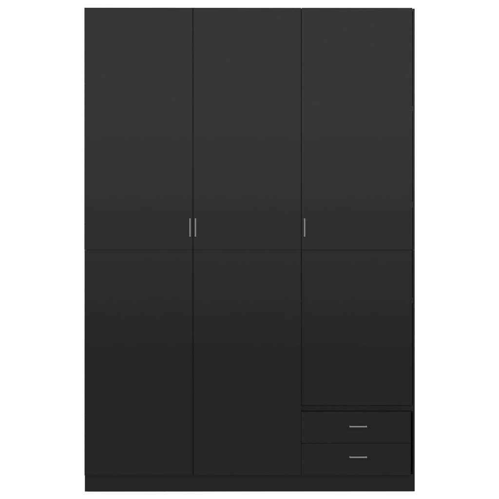 3-Door Wardrobe High Gloss Black 120x50x180 cm Chipboard