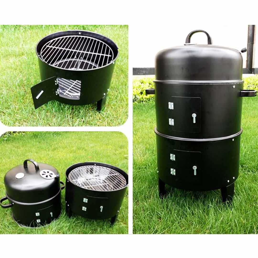 smokers 3 In 1 Barbecue Smoker Outdoor Charcoal BBQ Grill Camping Picnic Fishing