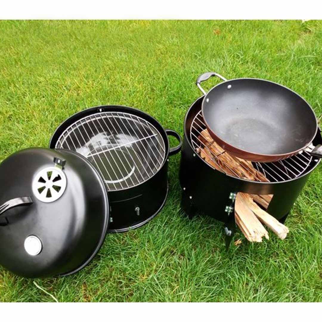 smokers 3 In 1 Barbecue Smoker Outdoor Charcoal BBQ Grill Camping Picnic Fishing