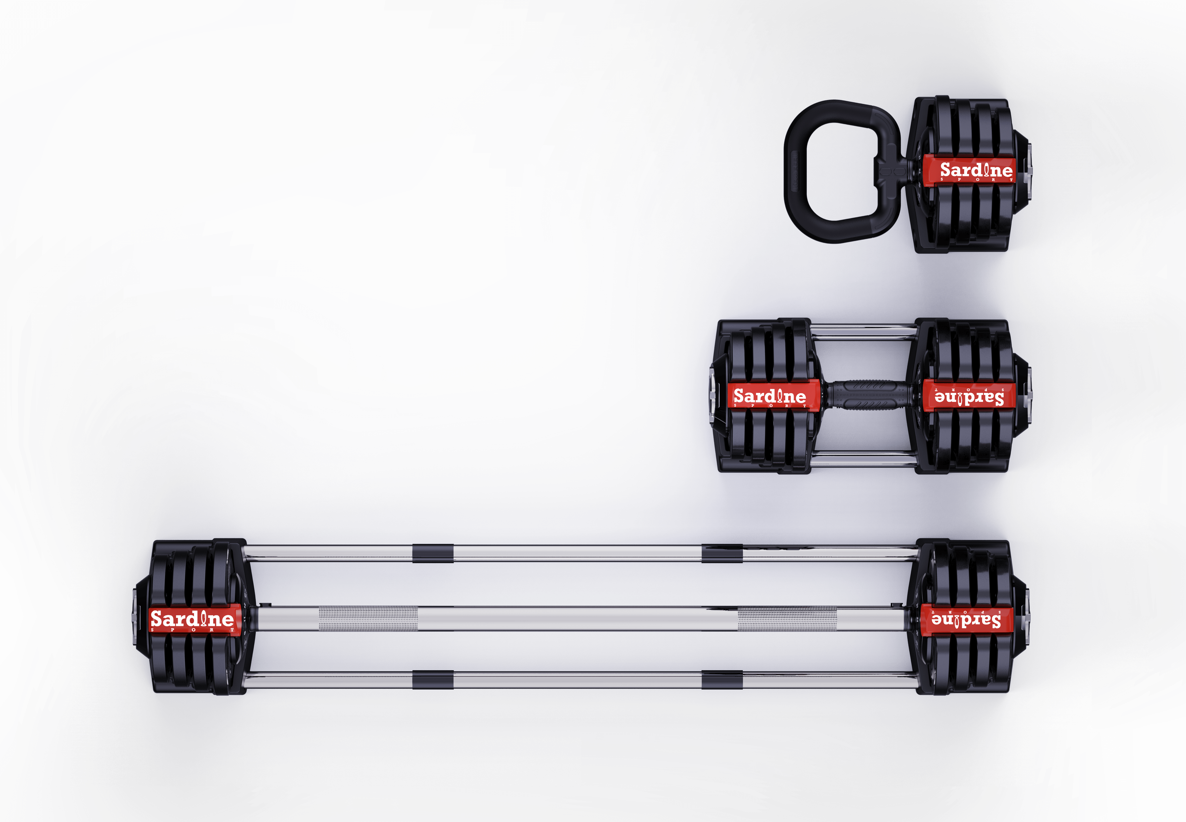 3-In-1 Multi-Functional Adjustable Dumbbell With Twist-Lock, All-In-One With Dumbbell-Barbell-Kettlebell, 1.5KG To 18KG, 3LB To 40LB - Pair