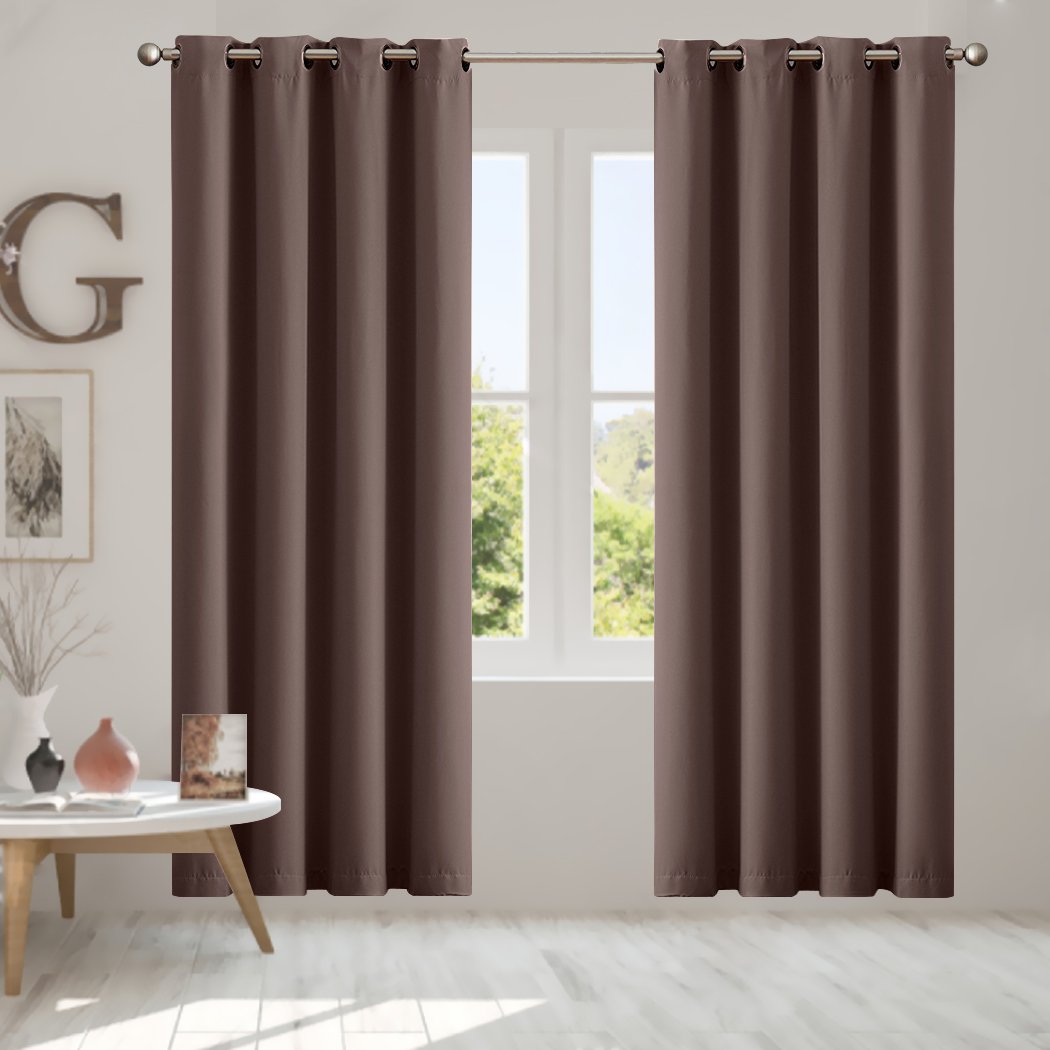 living room 3 Layers Eyelet Blockout Curtains 140x230cm Taupe