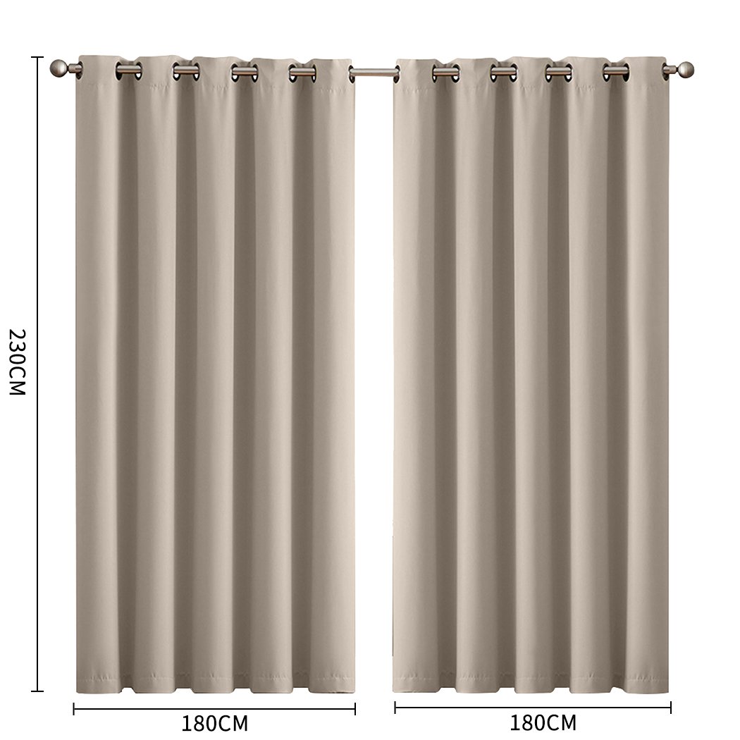 living room 3 Layers Eyelet Blockout Curtains 180x230cm Beige