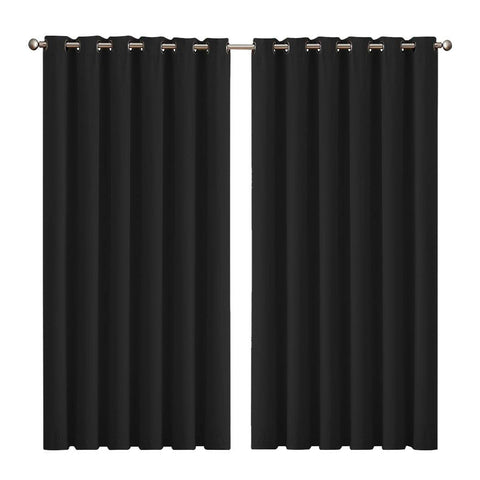 living room 3 Layers Eyelet Blockout Curtains 240x230cm Black