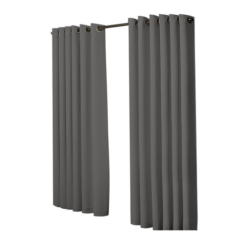 3 Layers Eyelet Blockout Curtains 240x230cm Charcoal