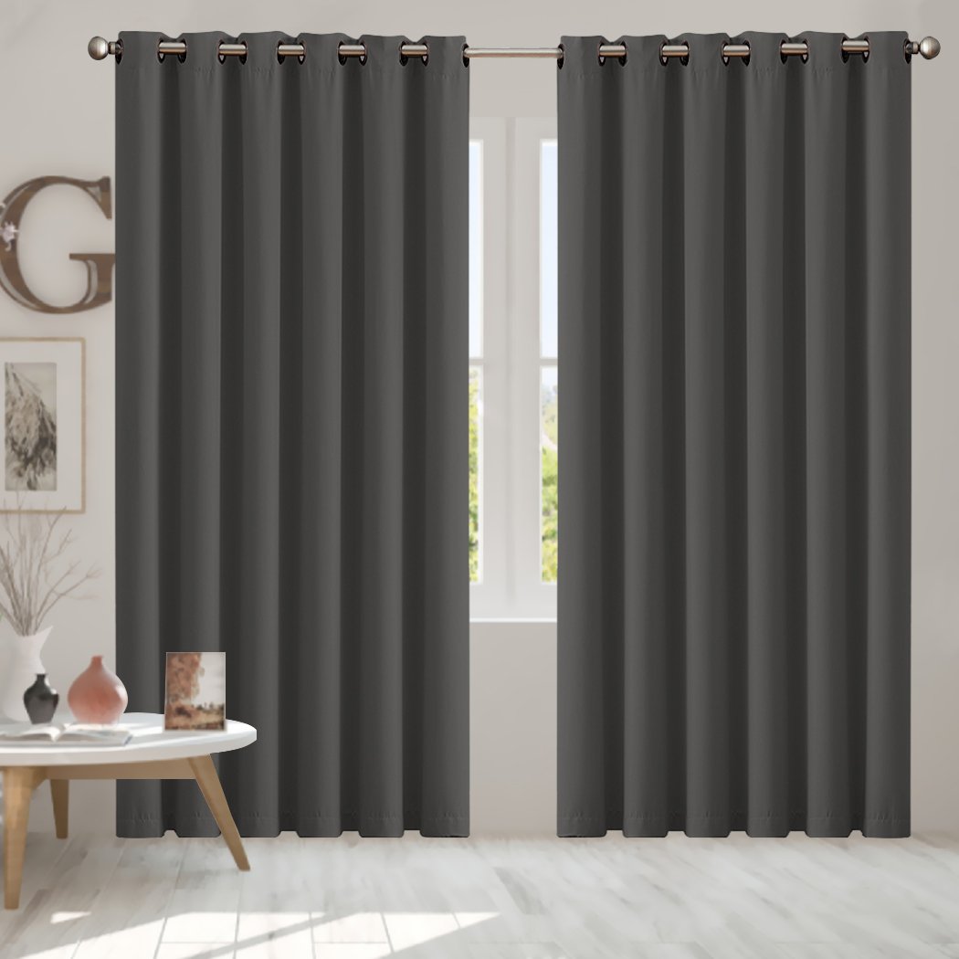 living room 3 Layers Eyelet Blockout Curtains 240x230cm Charcoal