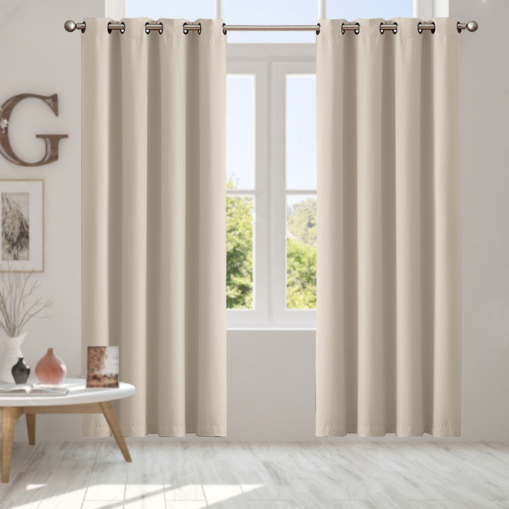living room 3 Layers Eyelet Blockout Curtains140x230cm Beige