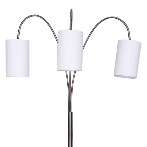 3-Light Metal Arc Floor Lamp - Nickel & Marble Finish