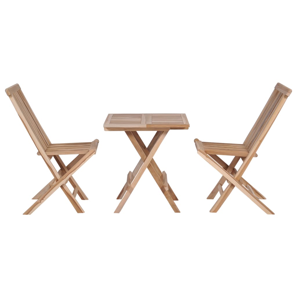 3 Piece Folding Bistro Set Solid Teak Wood