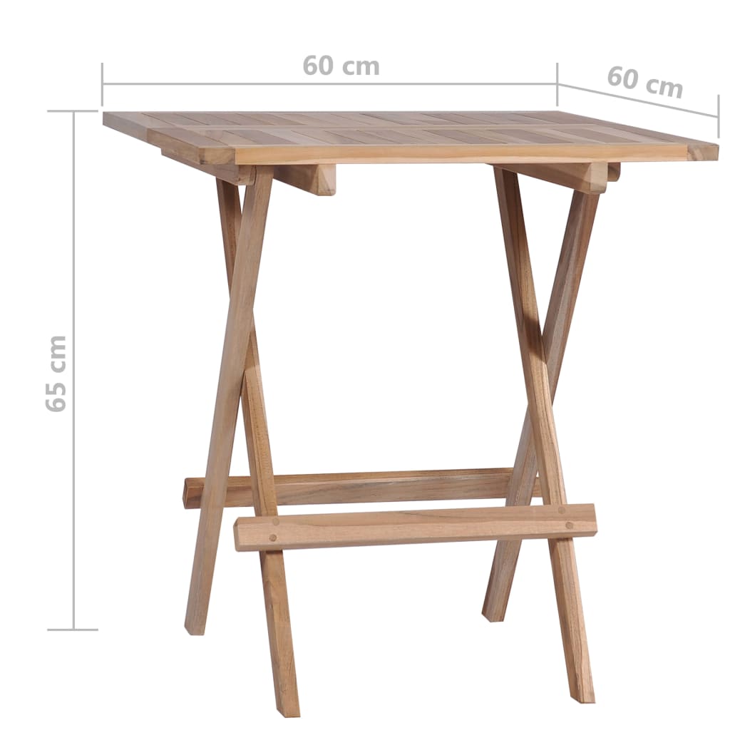 3 Piece Folding Bistro Set Solid Teak Wood