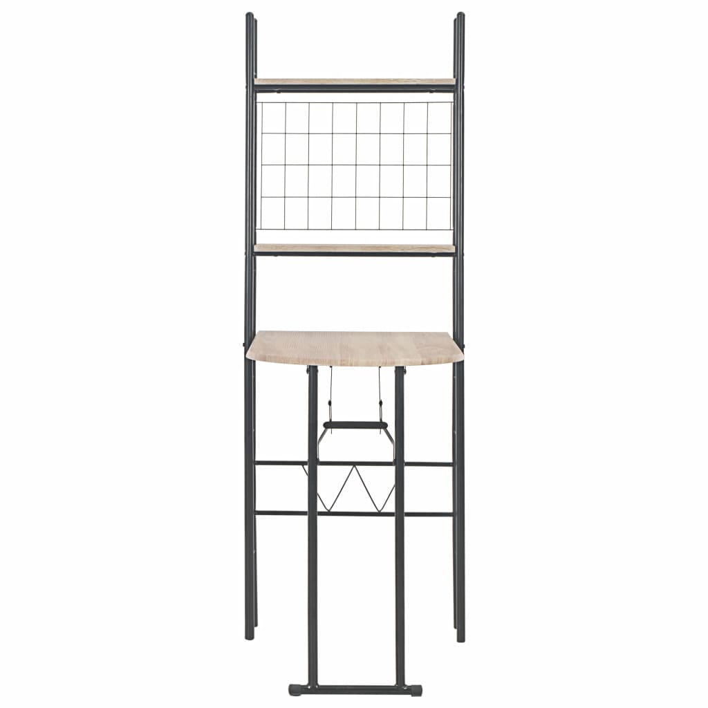 3 Piece Folding Dining Set with Storage Rack