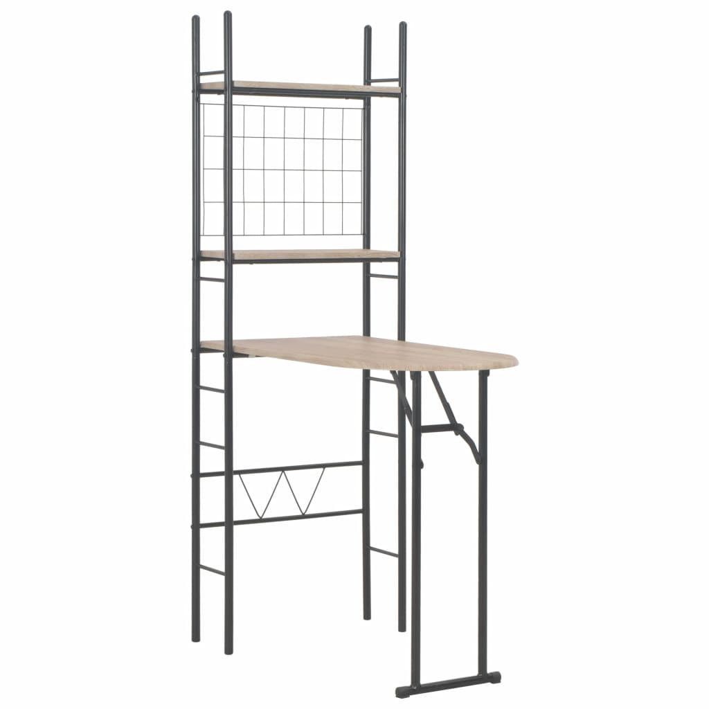 3 Piece Folding Dining Set with Storage Rack