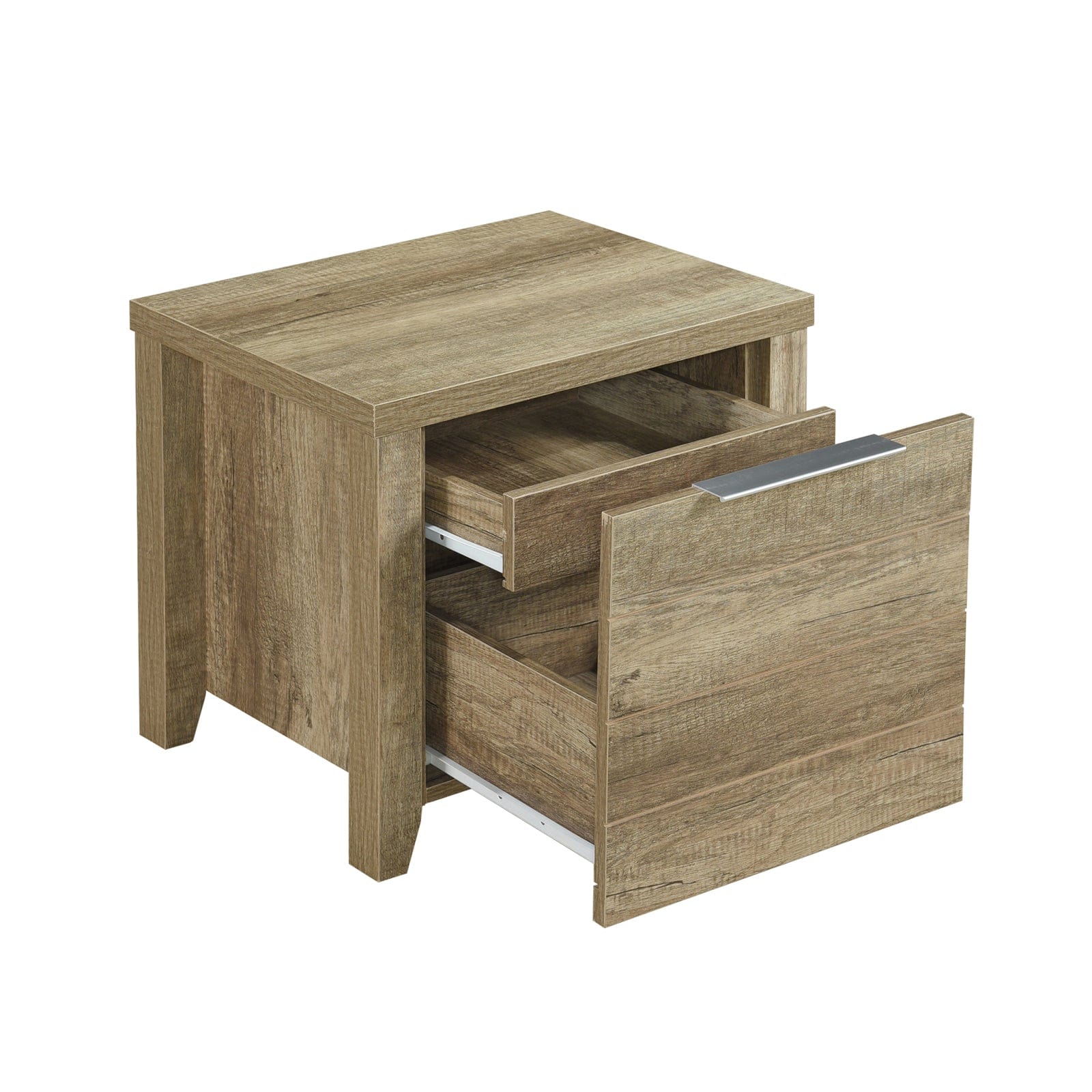 3 Pieces Bedroom Suite Natural Wood Double Oak Colour, Bedside Table