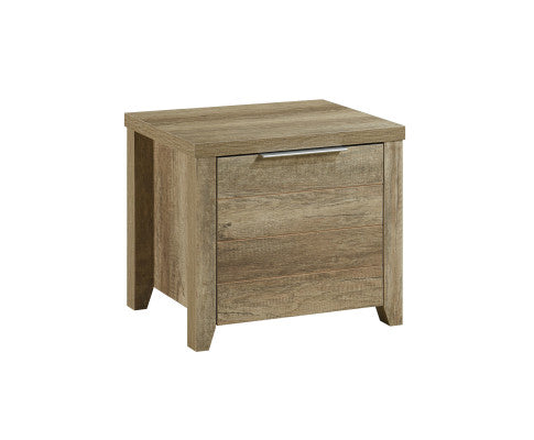 3 Pieces Bedroom Suite Natural Wood Like MDF Structure King Size Oak Colour Bed, Bedside Table