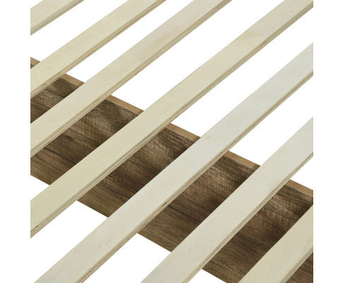 3 Pieces Bedroom Suite Natural Wood Like MDF Structure King Size Oak Colour Bed, Bedside Table