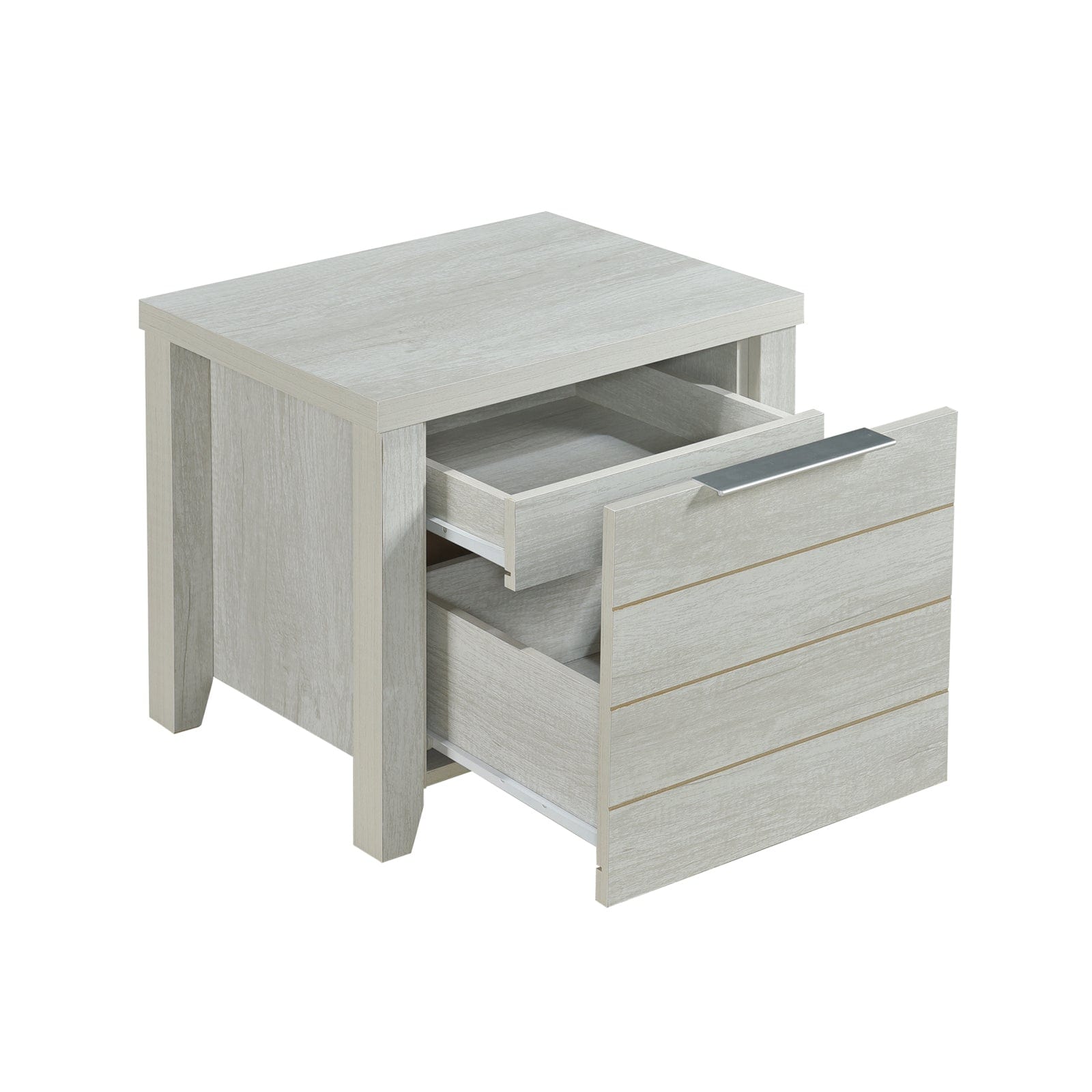 3 Pieces Bedroom Suite Natural Wood Queen White Ash, Bedside Table