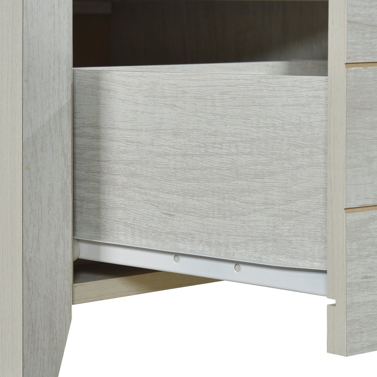 3 Pieces Bedroom Suite Natural Wood Queen White Ash, Bedside Table