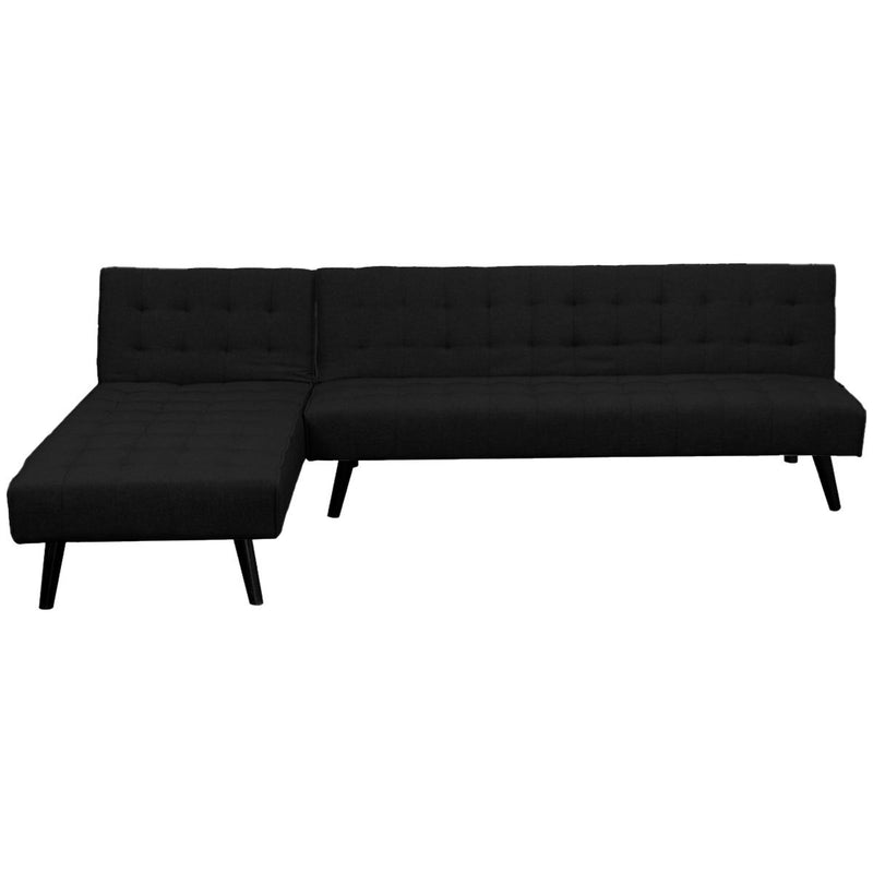 indoor furniture 3-Seater Corner Sofa Bed Lounge Chaise Couch - Black