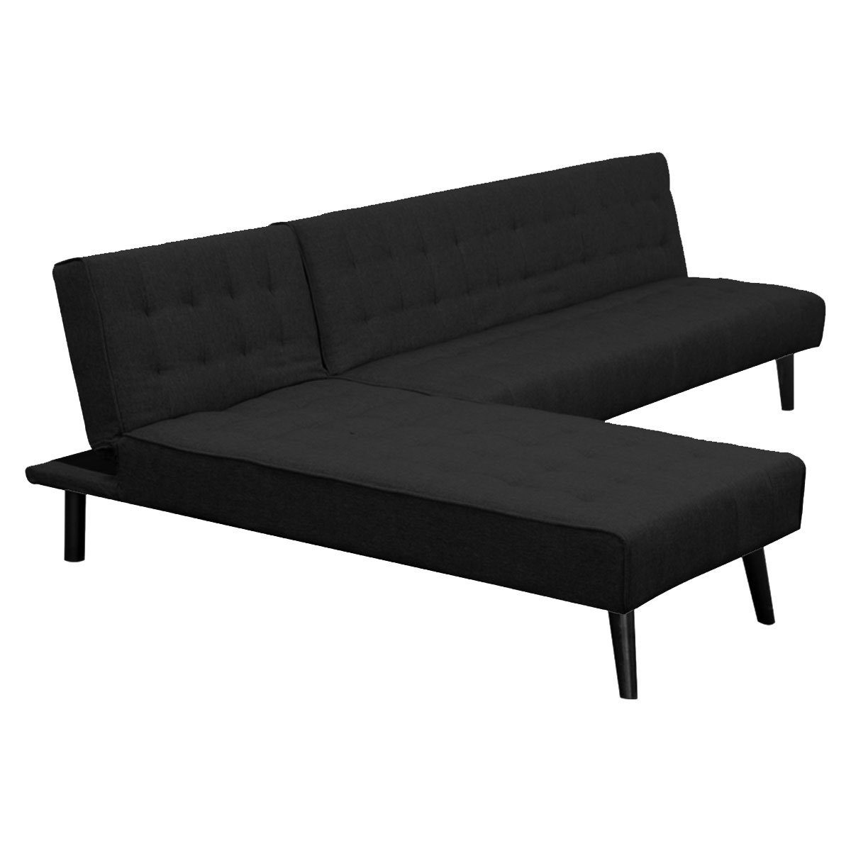 indoor furniture 3-Seater Corner Sofa Bed Lounge Chaise Couch - Black