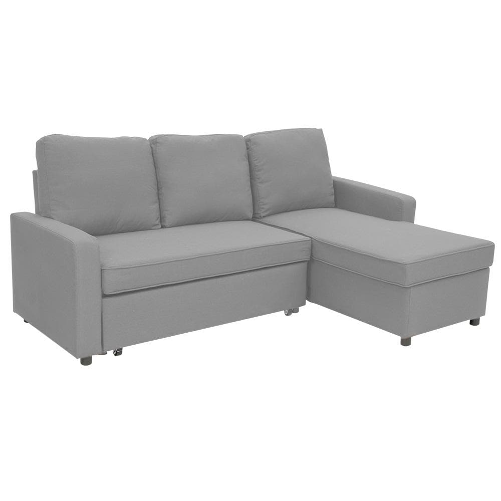 3-Seater Corner Sofa Bed w/ Storage Lounge Chaise Couch - Light Grey