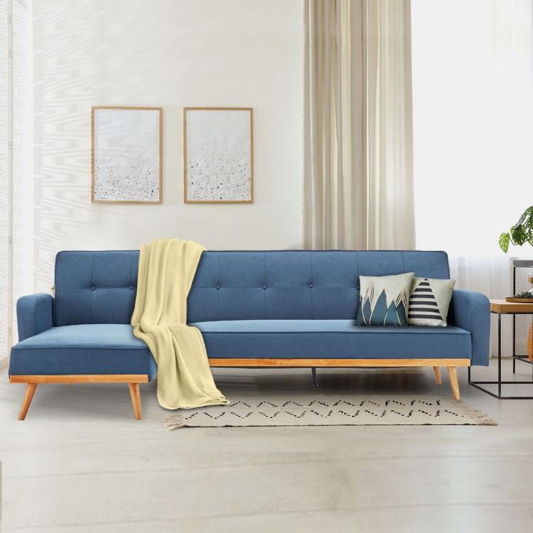 indoor furniture 3-Seater Corner Sofa Bed with Chaise Lounge - Blue