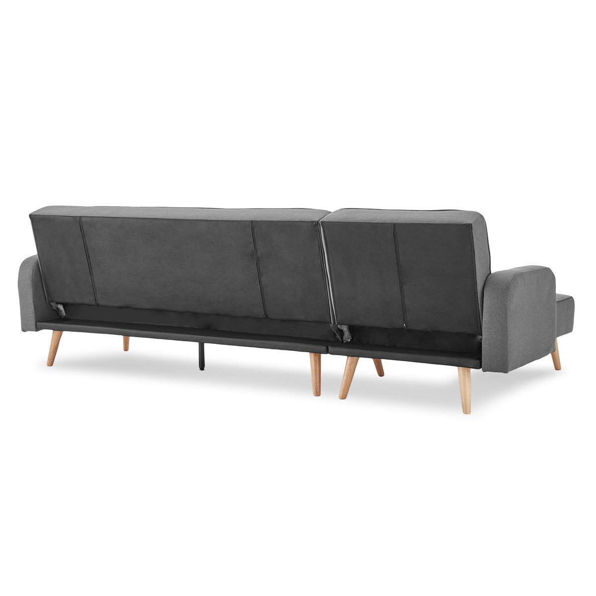 indoor furniture 3-Seater Corner Sofa Bed with Chaise Lounge - Dark Grey