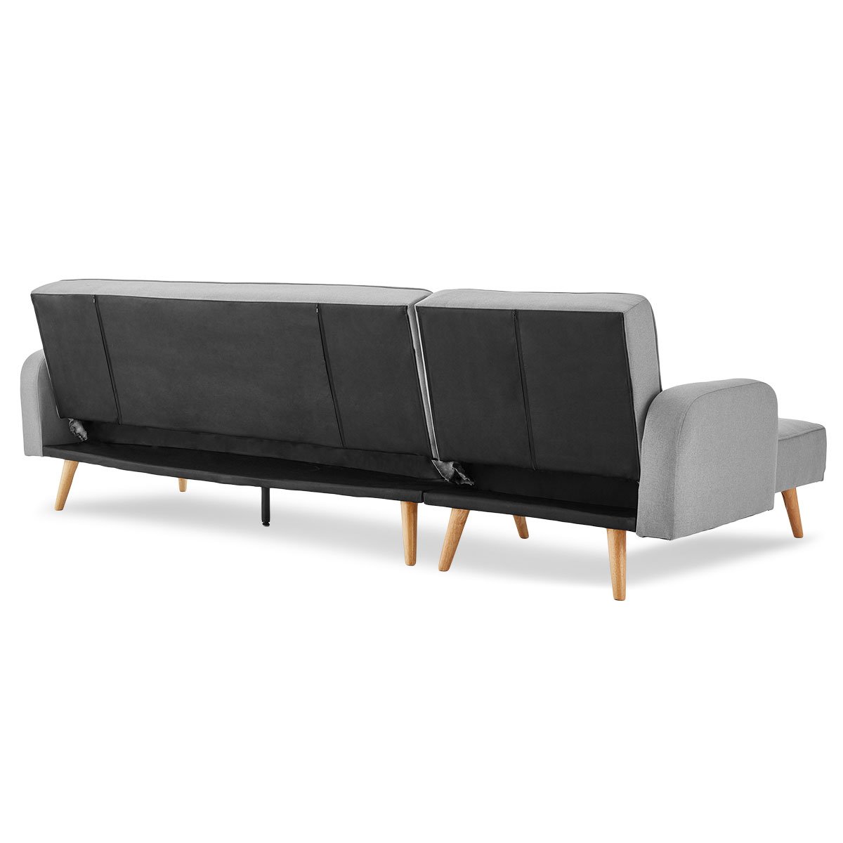 indoor furniture 3-Seater Corner Sofa Bed with Chaise Lounge - Light Grey