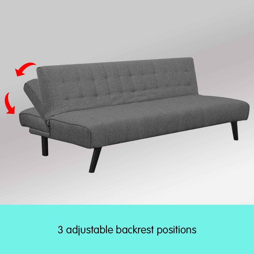 3-Seater Corner Sofa Bed with Lounge Chaise Couch Furniture Dark Grey