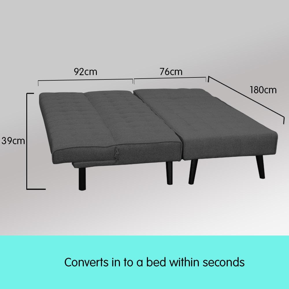 3-Seater Corner Sofa Bed with Lounge Chaise Couch Furniture Dark Grey