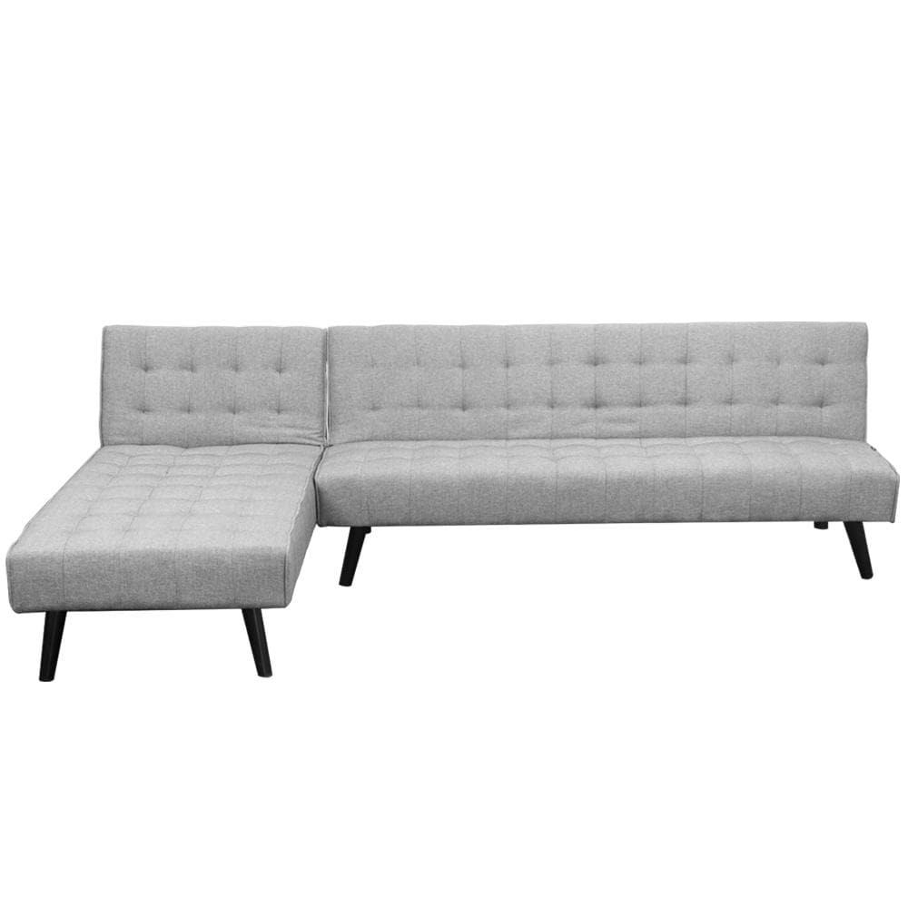 3-Seater Corner Sofa Bed with Lounge Chaise Couch Furniture Light Grey