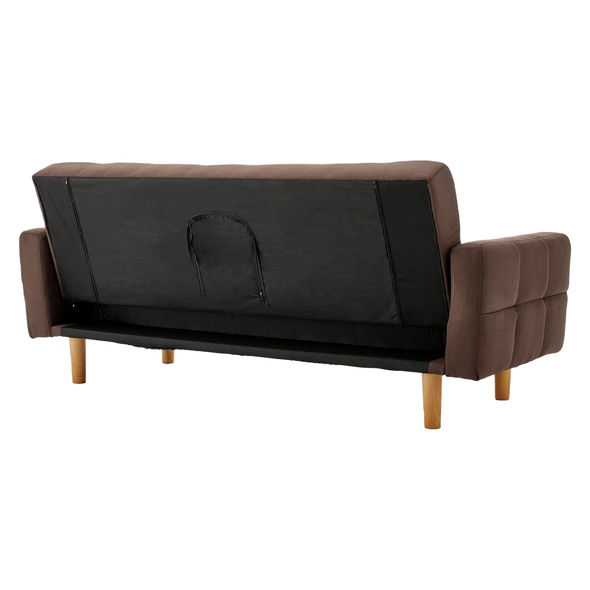 indoor furniture 3-Seater Fabric Sofa Bed Futon - Brown