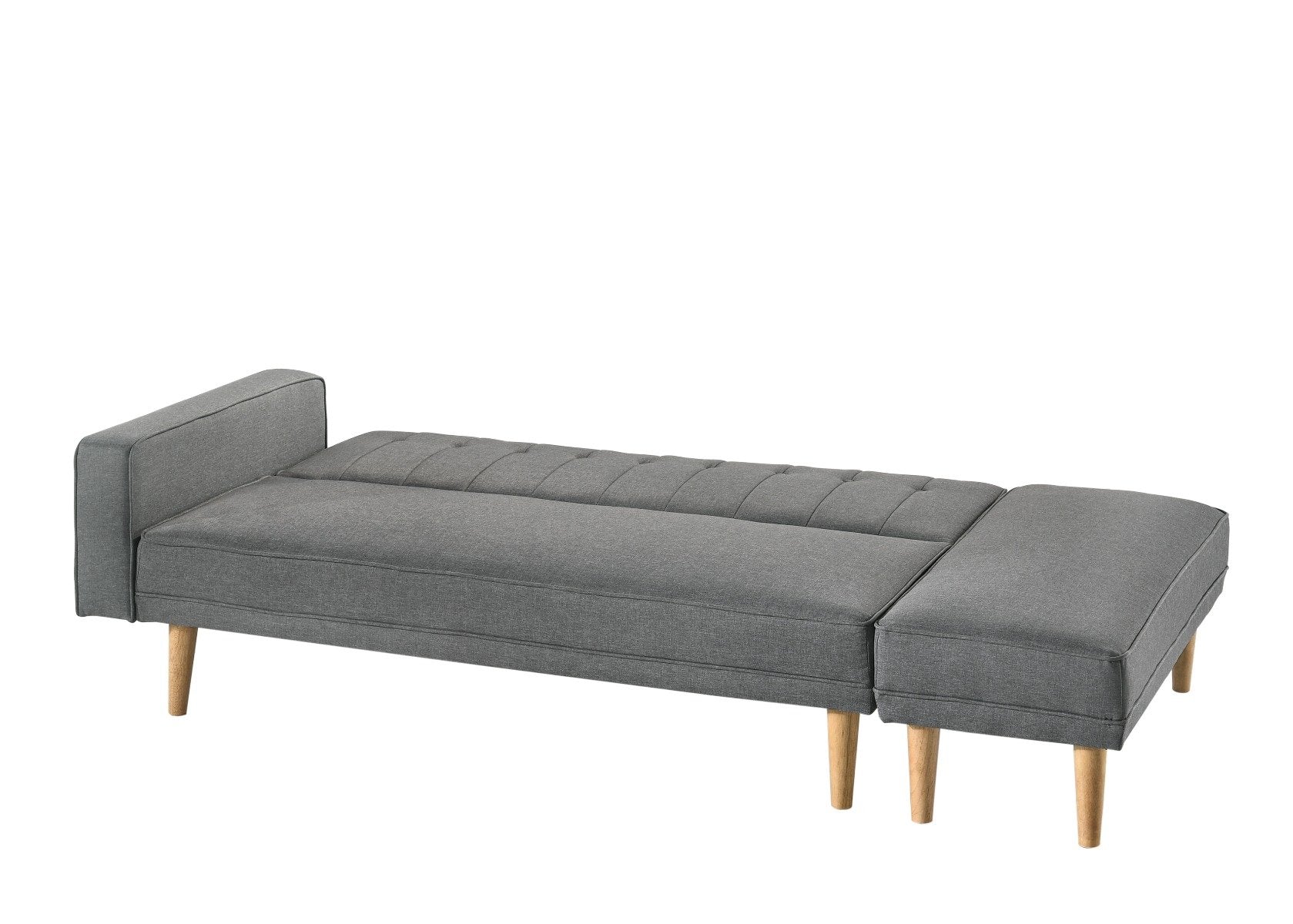 Furniture 3 Seater Fabric Sofa Bed with Ottoman - Light Grey