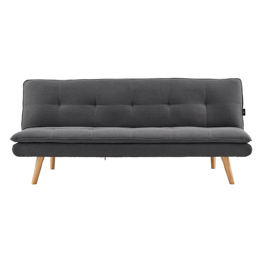 indoor furniture 3 Seater Linen Sofa Bed Couch Lounge Futon - Dark Grey