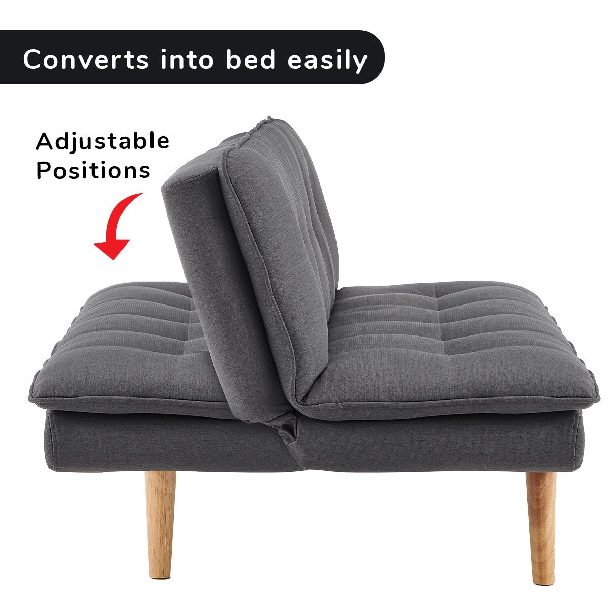 indoor furniture 3 Seater Linen Sofa Bed Couch Lounge Futon - Dark Grey
