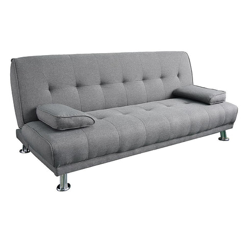 3 Seater Linen Sofa Bed Couch Lounge Futon - Light Grey