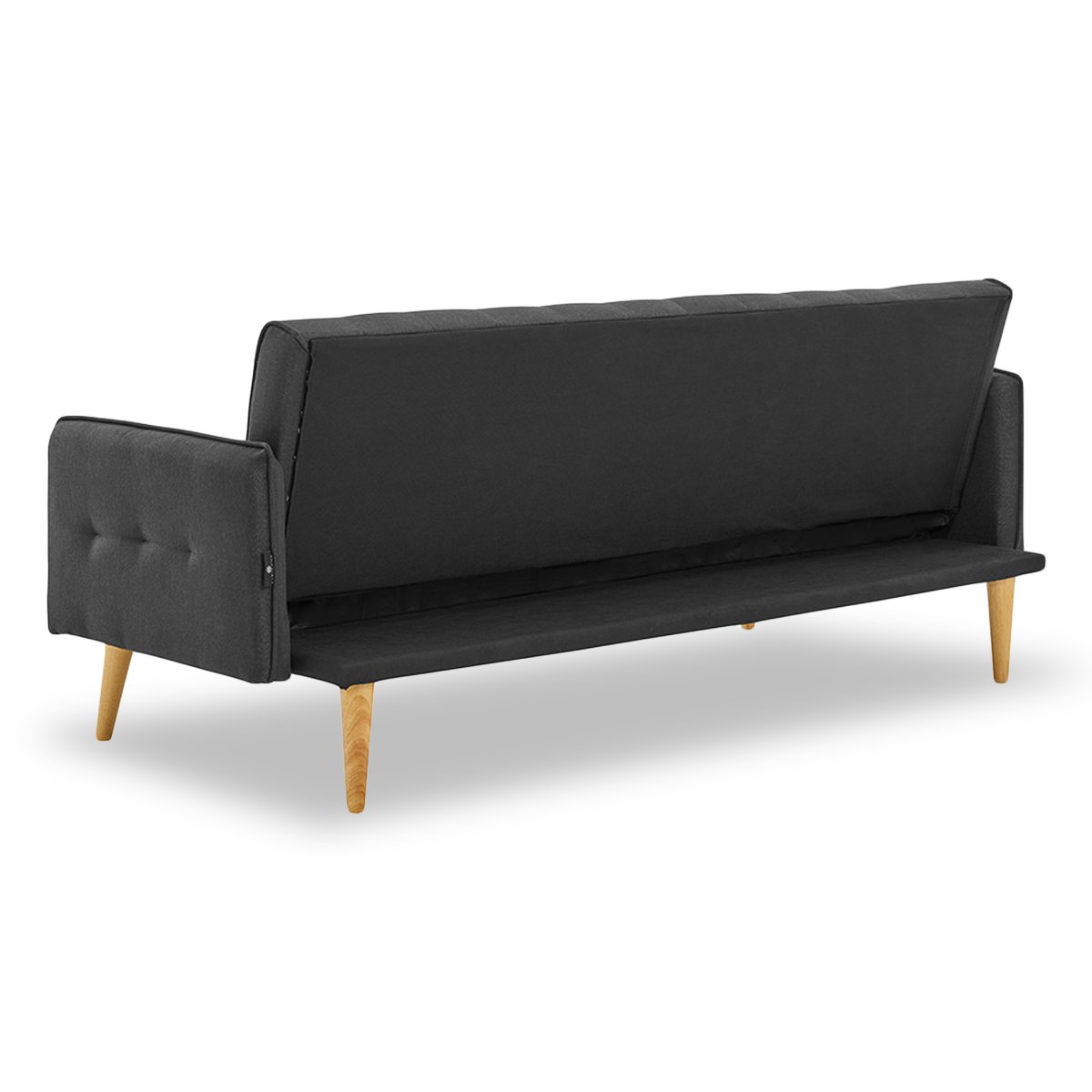 indoor furniture 3 Seater Modular Linen Fabric Sofa Bed Couch - Black